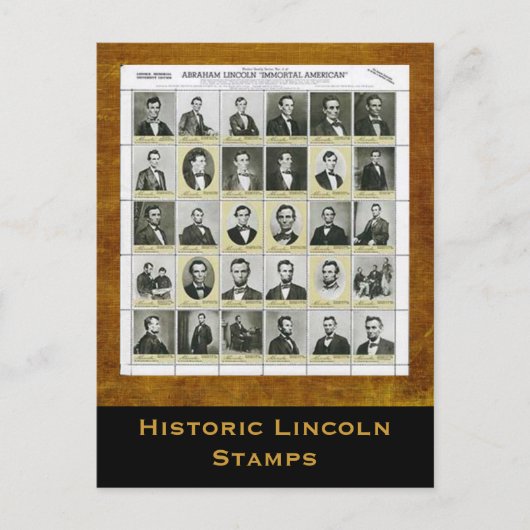 Historische kunstfoto's van Lincoln Stamps Briefkaart (Voorkant)