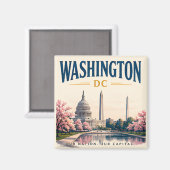 Historische luchtlijn van Washington DC Magneet (Voorkant / Achterkant)