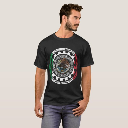 Historische Mexicaanse Aztec Mexico Maya Calendar T-shirt (Voorkant volledig)