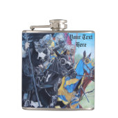 historische middeleeuwse ridders over paarden heupfles (Voorkant)