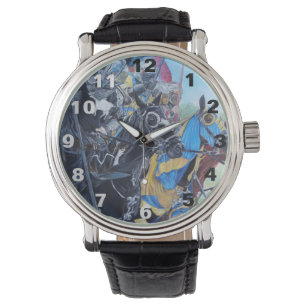 historische middeleeuwse ridders over paarden horloge