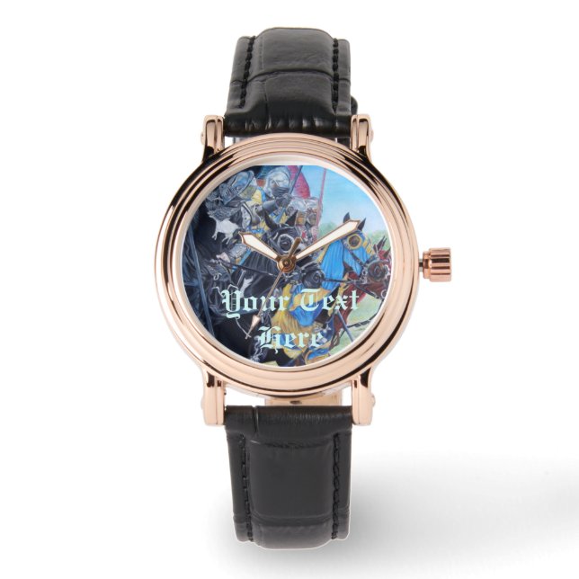 historische middeleeuwse ridders over paarden horloge (Voorkant)