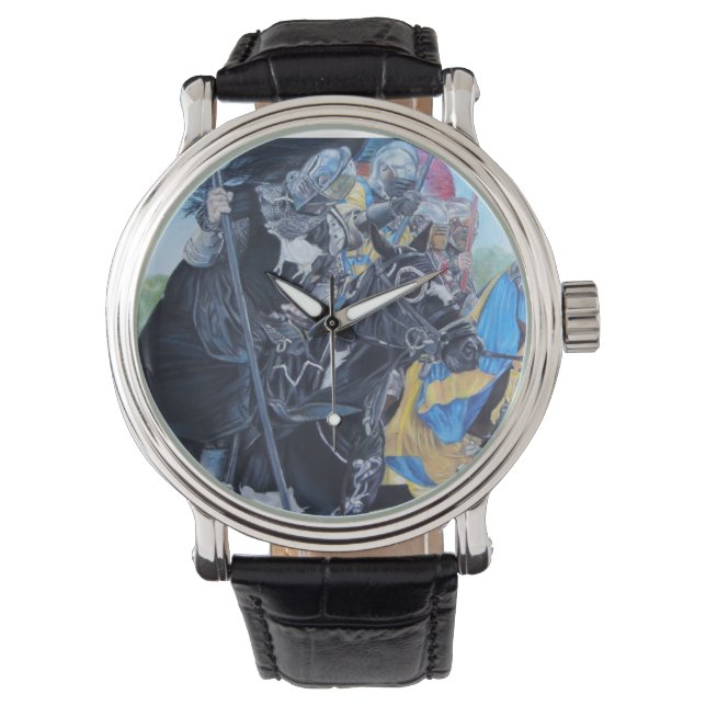 historische middeleeuwse ridders over paarden horloge (Voorkant)