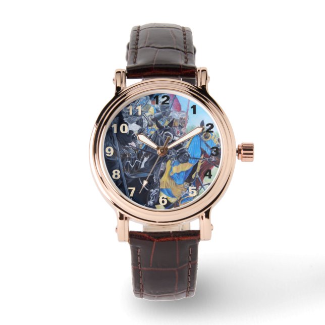 historische middeleeuwse ridders over paarden horloge (Voorkant)