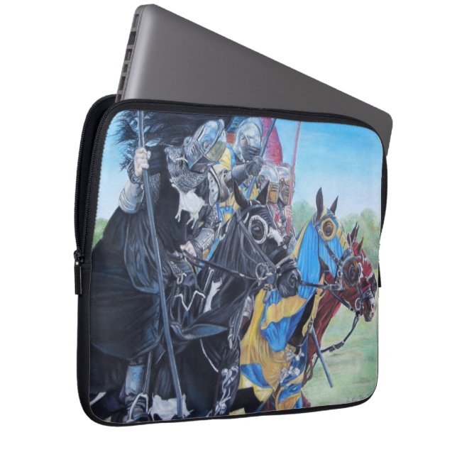 historische middeleeuwse ridders over paarden laptop sleeve (Voorkant Rechts)