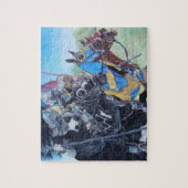 historische middeleeuwse ridders over paarden legpuzzel (Verticaal)