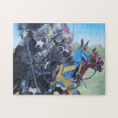 historische middeleeuwse ridders over paarden legpuzzel (Horizontaal)