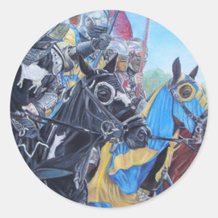 historische middeleeuwse ridders over paarden ronde sticker
