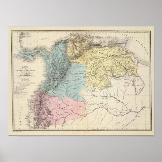 Historische militaire kaarten van Venezuela Poster (Voorkant)