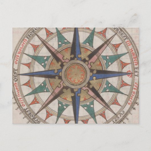 Historische Nautical Compass (1543) Briefkaart (Voorkant)