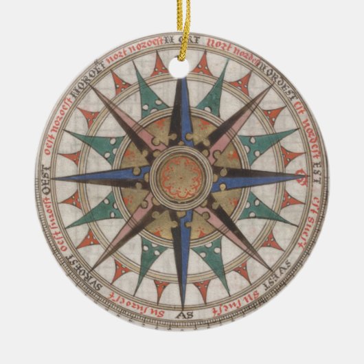 Historische Nautical Compass (1543) Keramisch Ornament (Voorkant)