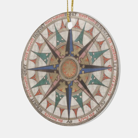 Historische Nautical Compass (1543) Keramisch Ornament (Links)