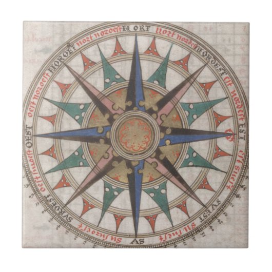 Historische Nautical Compass (1543) Tegeltje (Voorkant)