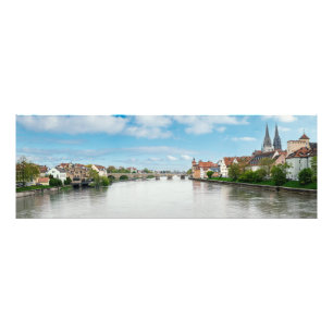 Historische oude binnenstad van Regensburg, Duitsl Foto Afdruk