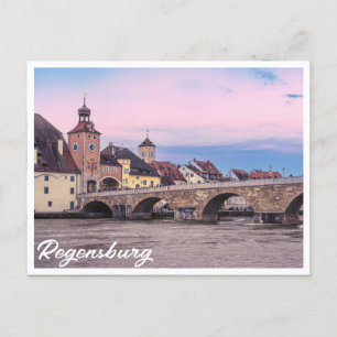 Historische oude stad in Regensburg, Duitsland Briefkaart