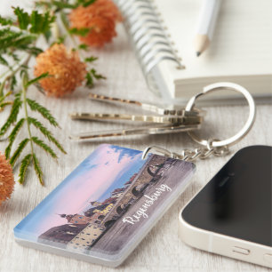 Historische oude stad in Regensburg, Duitsland Sleutelhanger