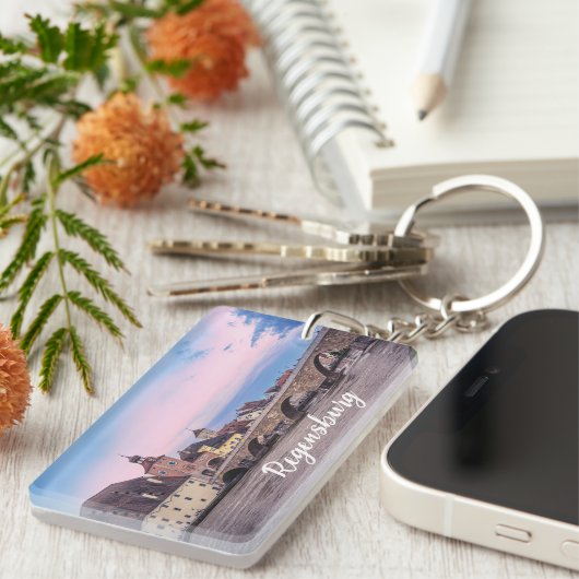 Historische oude stad in Regensburg, Duitsland Sleutelhanger (Voorkant Rechts)