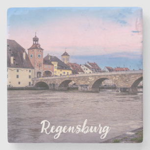 Historische oude stad in Regensburg, Duitsland Stenen Onderzetter