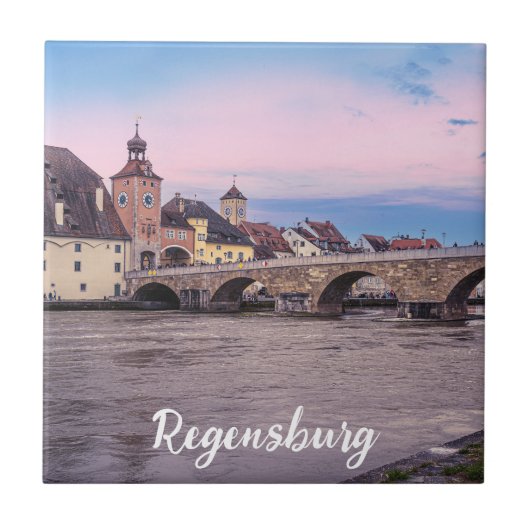 Historische oude stad in Regensburg, Duitsland Tegeltje (Voorkant)