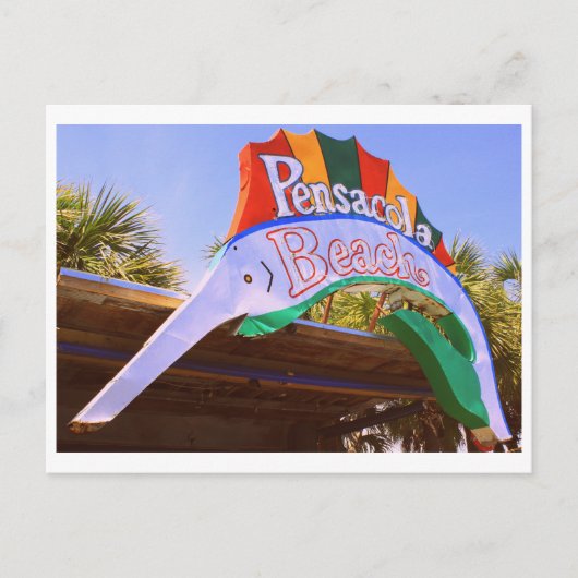 Historische Pensacola Beach Neon teken Briefkaart (Voorkant)