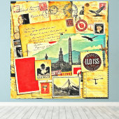 historische postreis canvas afdruk (Insitu (Houten vloer))