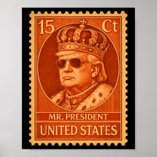 Historische postzegel meneer president Trump omhel Poster