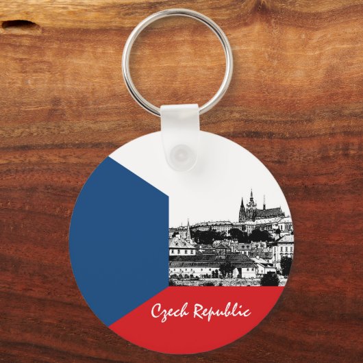 Historische Praag & Tsjechische vlag, Tsjechië Sleutelhanger (Voorkant)
