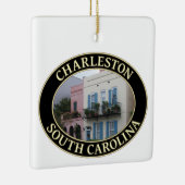 Historische Rainbow Row huizen in Charleston, SC Keramisch Ornament (Rechts)