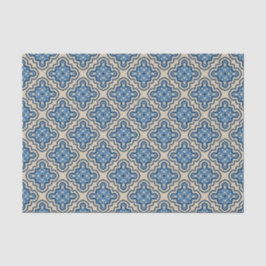 Historische Ranch Dismal Damask Delfts blauw zand Tissuepapier