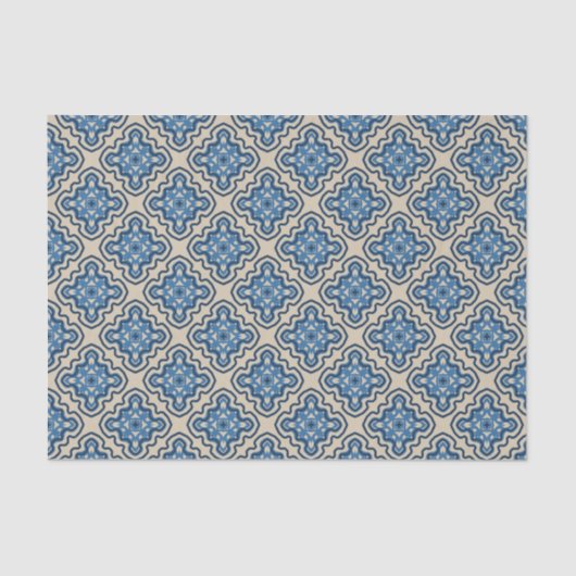 Historische Ranch Dismal Damask Delfts blauw zand Tissuepapier (Voorkant)