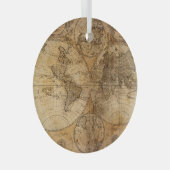 Historische reis: 1746 Wereldkaart Glas Ornament (Voorkant Rechts)