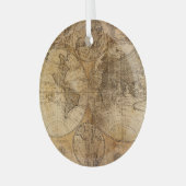 Historische reis: 1746 Wereldkaart Glas Ornament (Voorkant links)