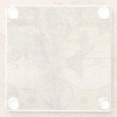 Historische reis: 1746 Wereldkaart Glazen Onderzetter (Achterkant)