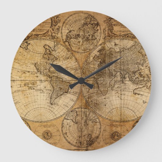 Historische reis: 1746 Wereldkaart Grote Klok (Voorkant)