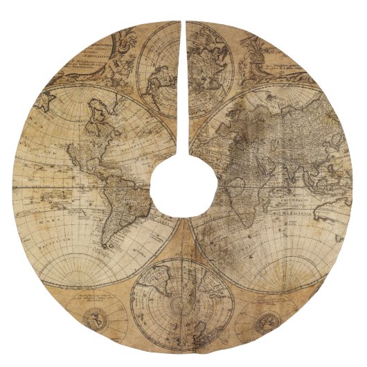 Historische reis: 1746 Wereldkaart Kerstboom Rok (Voorkant)