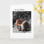 Historische Rode Vintage Truck Vaderdag Kaart (Gele Bloem)