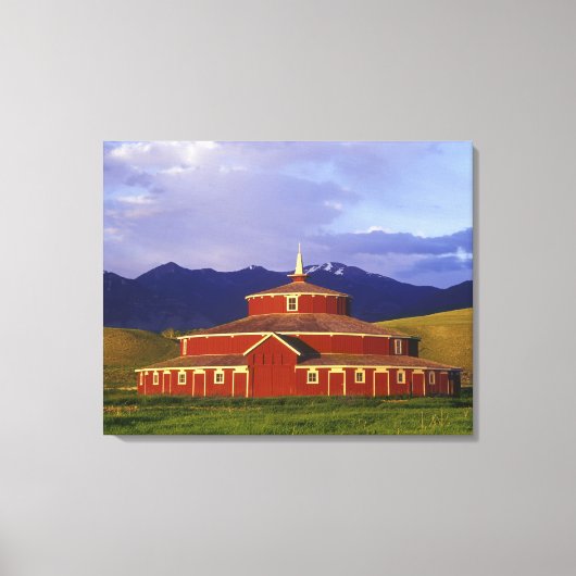 Historische ronde Barn op Twin Bridges Montana Canvas Afdruk (Voorkant)