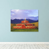 Historische ronde Barn op Twin Bridges Montana Canvas Afdruk (Insitu (Houten vloer))