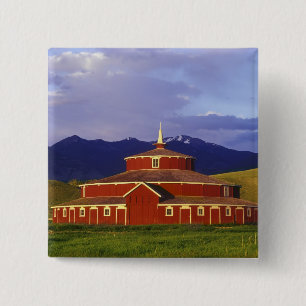 Historische ronde schuur bij Twin Bridges Montana Vierkante Button 5,1 Cm