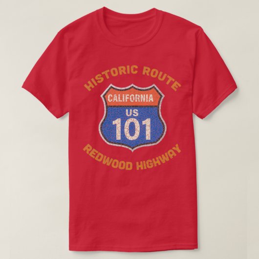 Historische Route 101 de Autoweg van de Redwood va T-shirt (Design voorkant)
