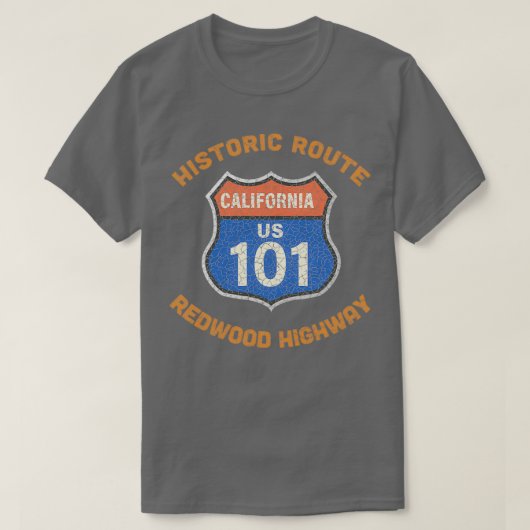 Historische Route 101 de Autoweg van de Redwood va T-shirt (Design voorkant)