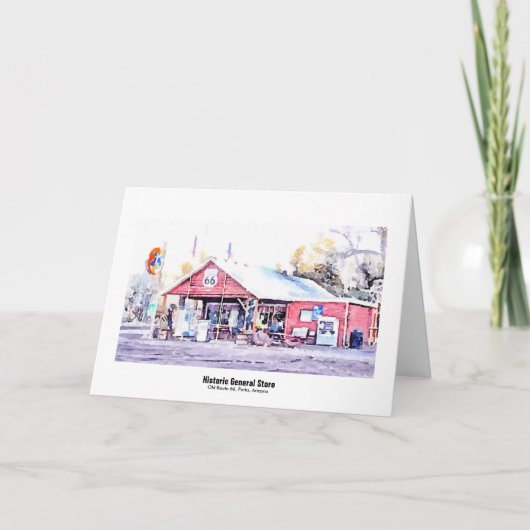 Historische Route 66 Algemene Winkel Waterverf Kaart (Voorkant)