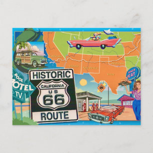 Historische Route 66 Ansichtkaart Briefkaart