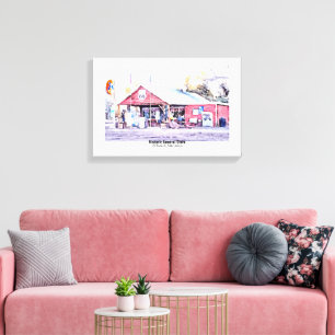 Historische Route 66 Arizona General Store Aquarel Canvas Afdruk