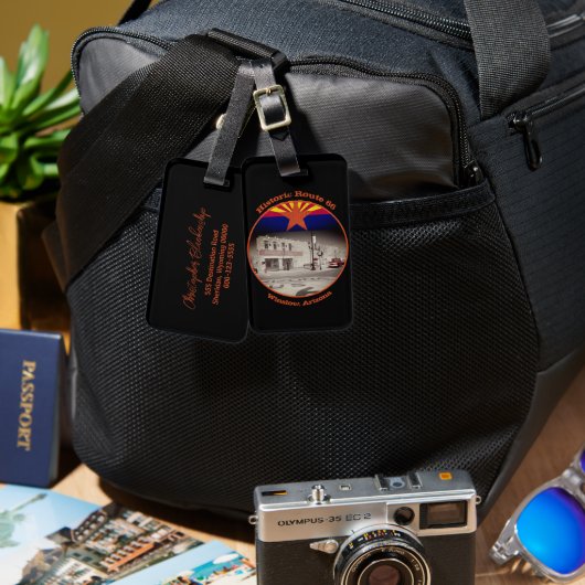 Historische route 66 Bestemming Winslow Arizona Bagagelabel (Voorkant /achterkant)