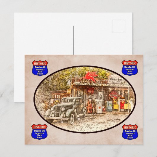 Historische route 66 briefkaart (Voorkant / Achterkant)