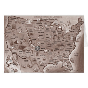 Historische Route 66 Cartoon Map