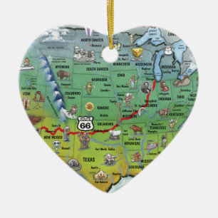 Historische Route 66 Cartoon Map Keramisch Ornament