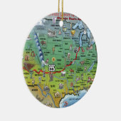 Historische Route 66 Cartoon Map Keramisch Ornament (Rechts)