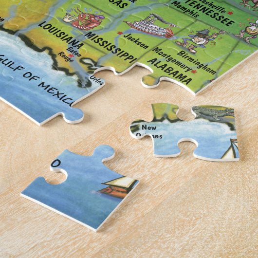 Historische Route 66 Cartoon Map Legpuzzel (Zijkant)